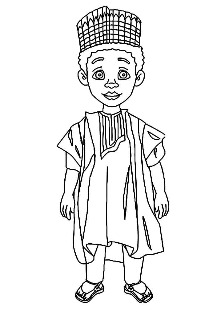 Nigerian Boy Coloring Page - Free Printable Coloring Pages for Kids