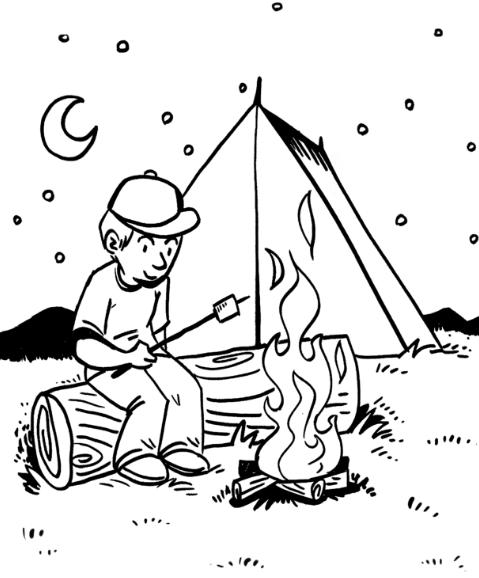 Camping Campfire Coloring Page coloring page & book for kids.
