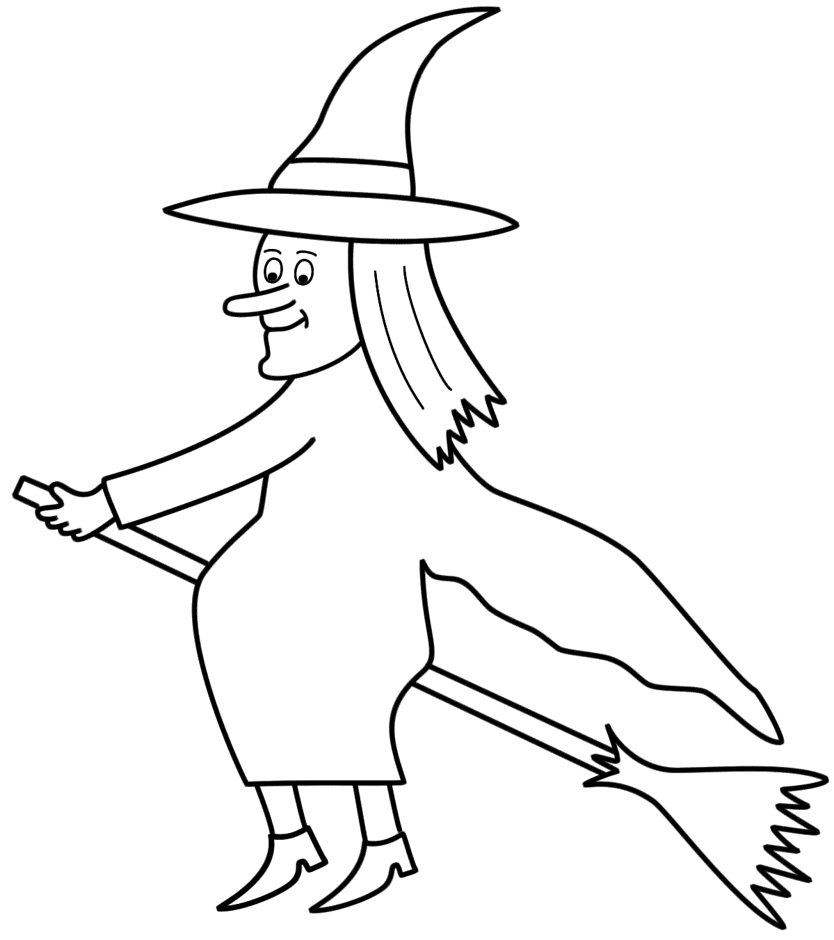 Witch On A Broom Coloring Page (Halloween) Coloring Home
