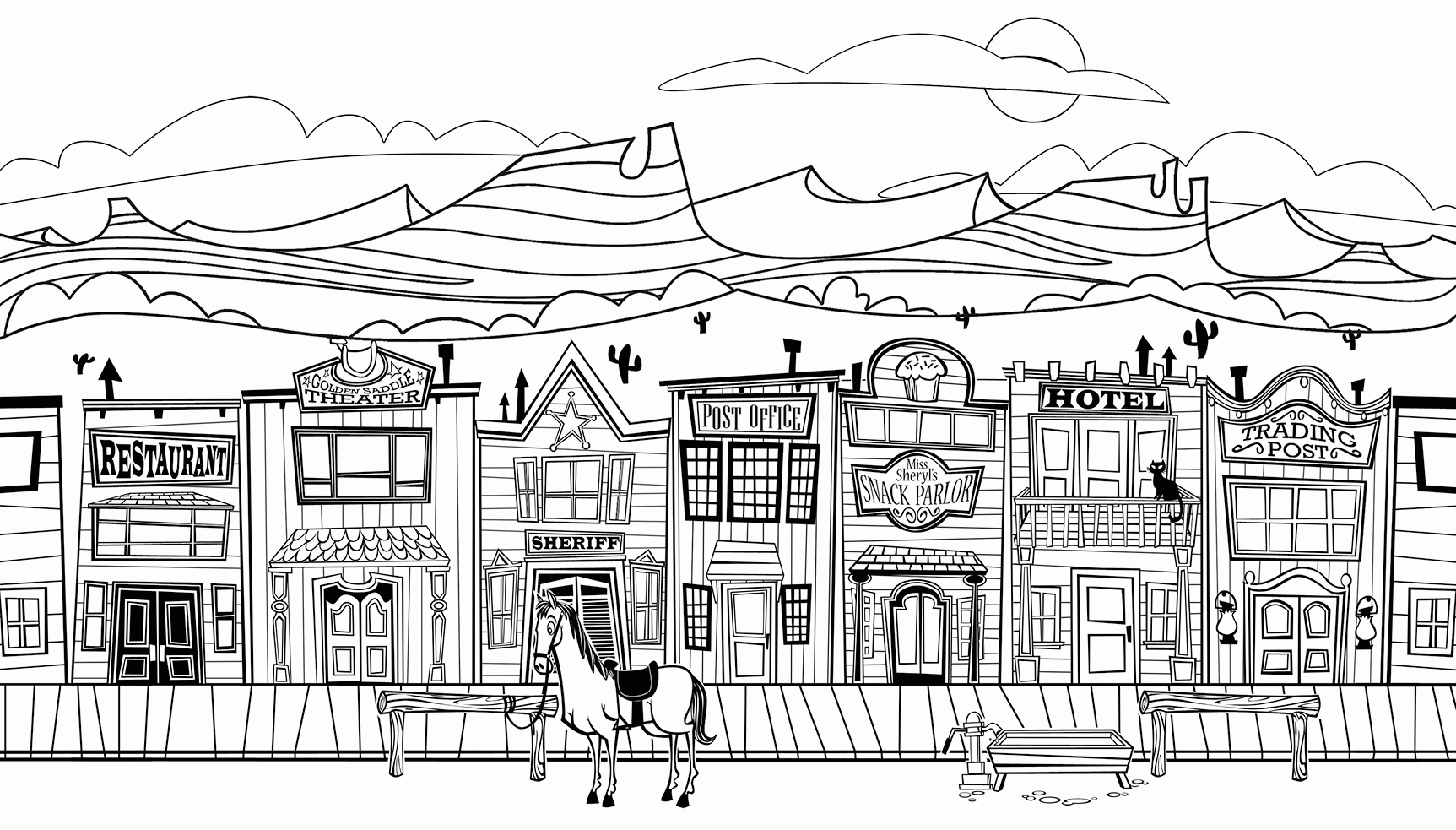 10 Pics of Western Landscape Coloring Page - Old Western Town ...