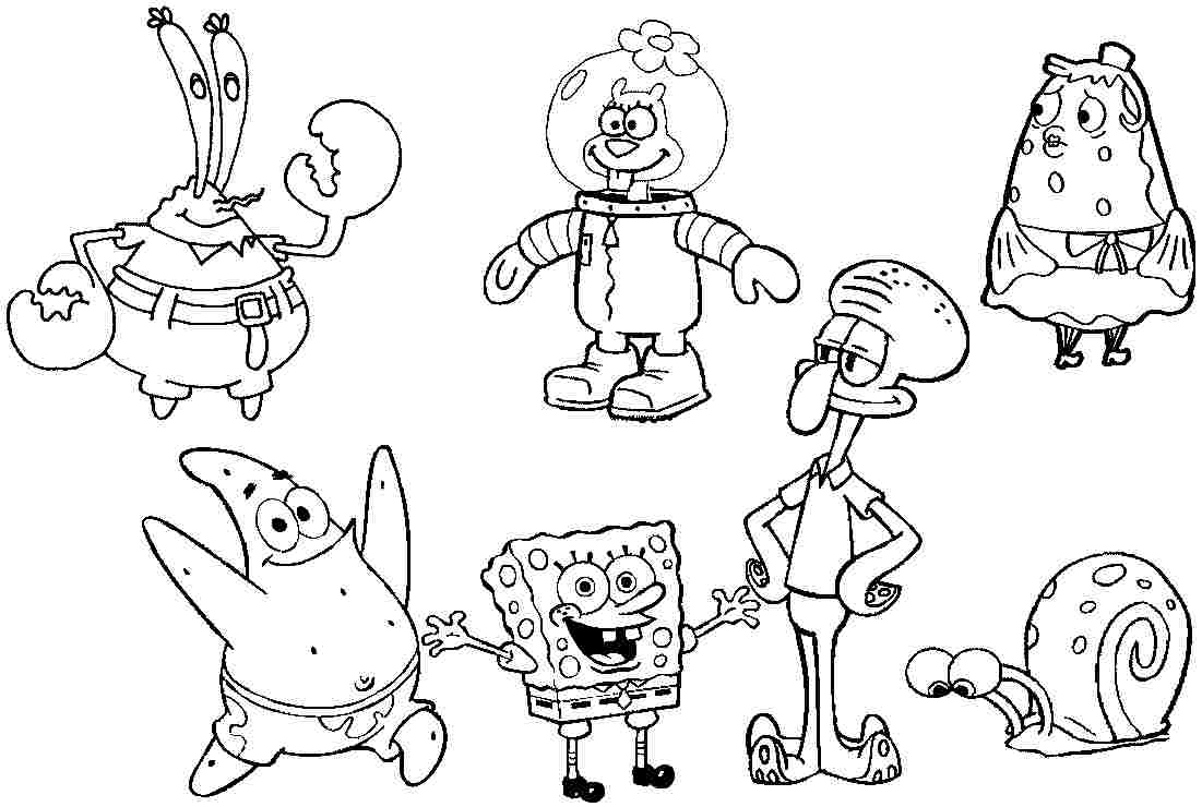 Spongebob Characters Coloring Pages   Coloring Home