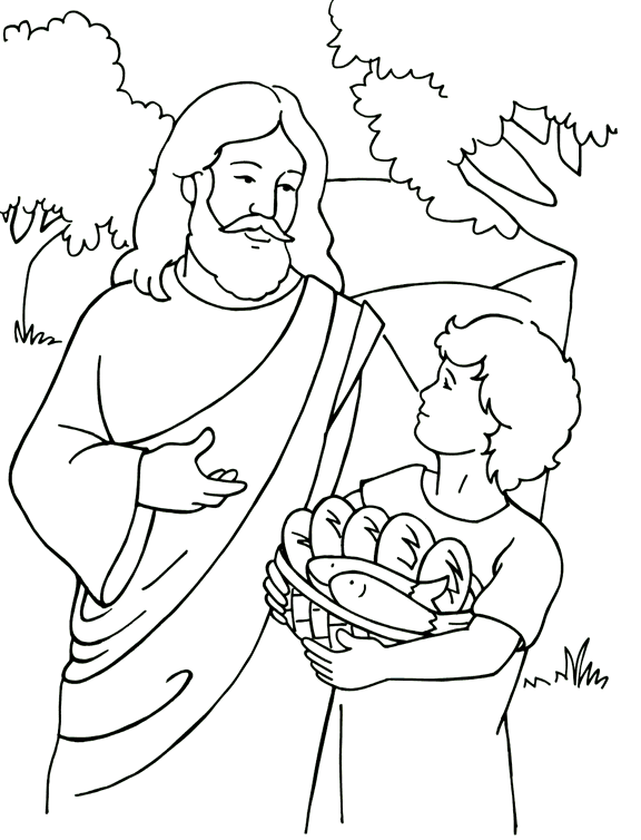 Coloring Pages Jesus Feeds 5000