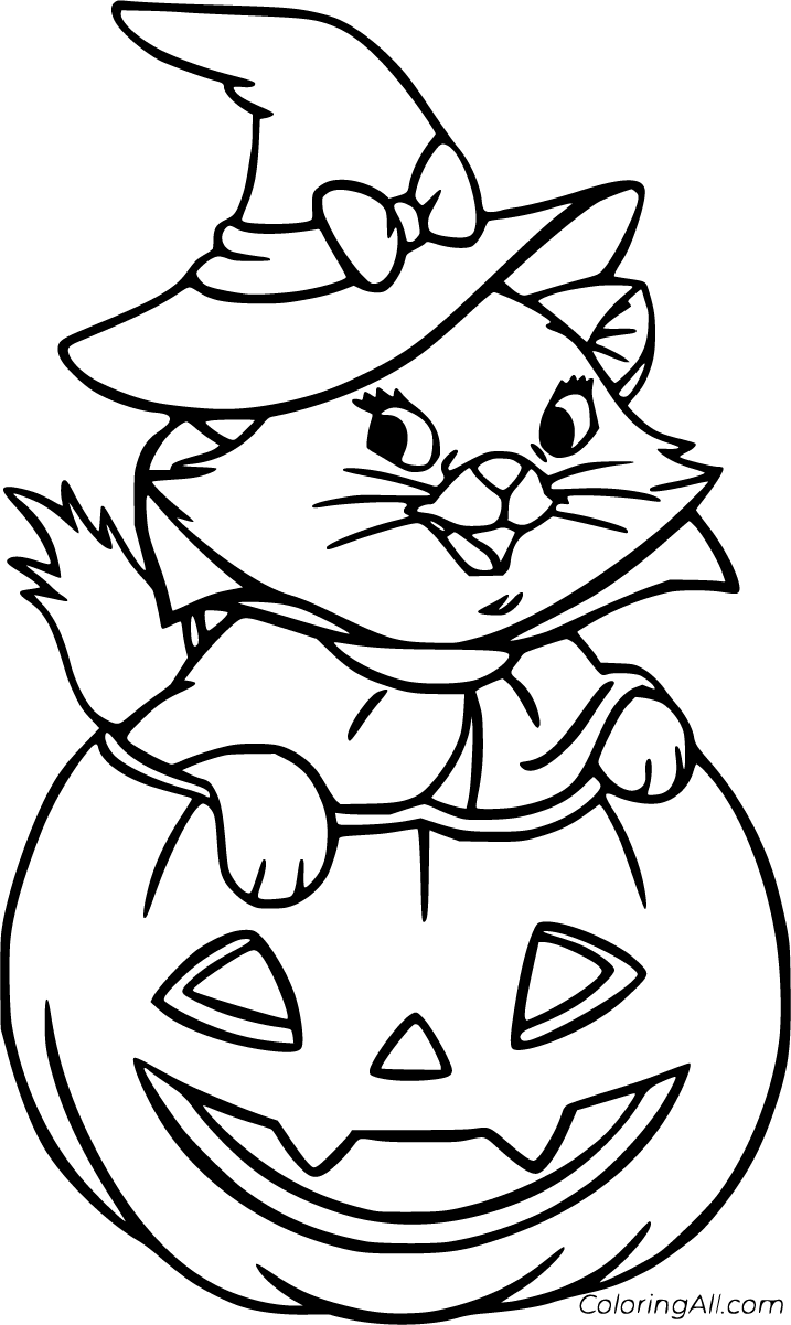 Halloween Cat Coloring Pages - ColoringAll