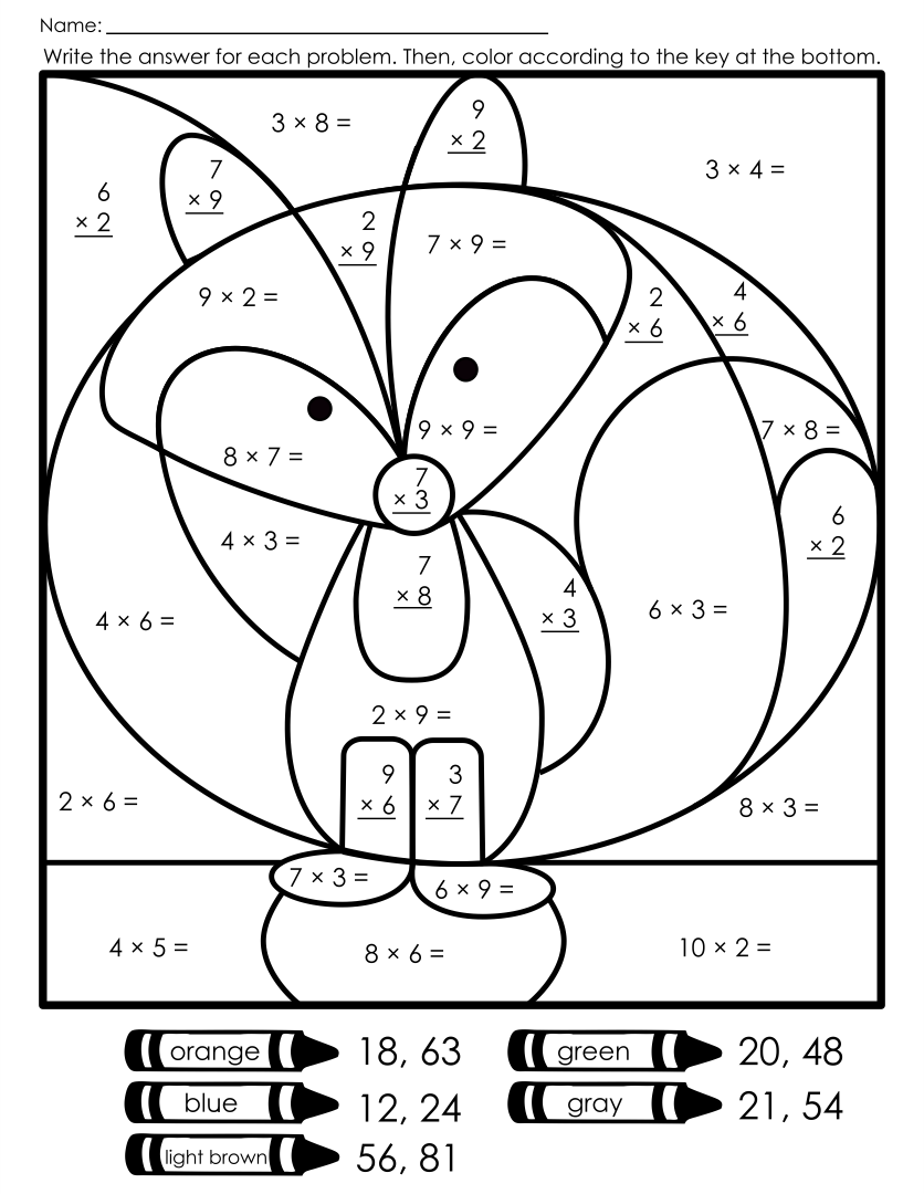 Times Tables Colouring Worksheets Free