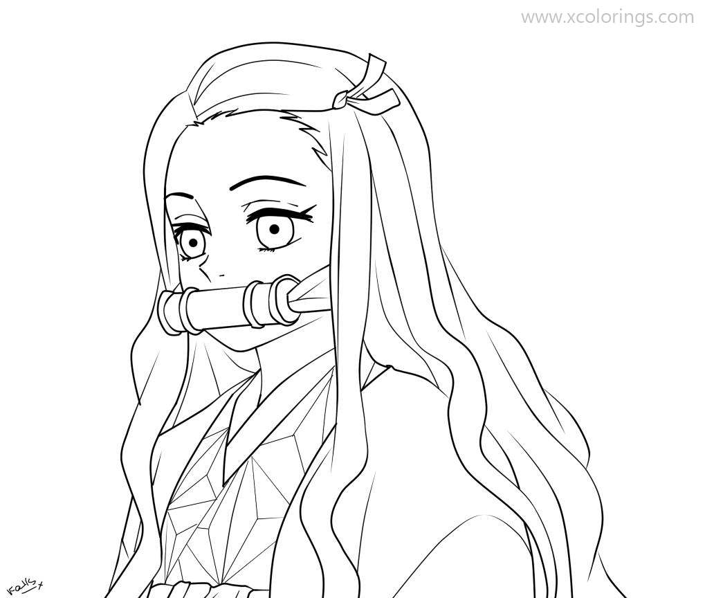 Printable Coloring Nezuko Coloring Pages