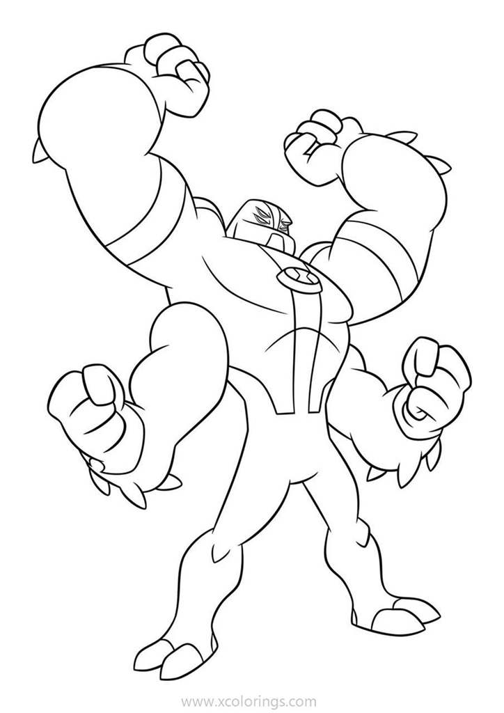 Fourarms Alien from Ben 10 Coloring Pages - XColorings.com
