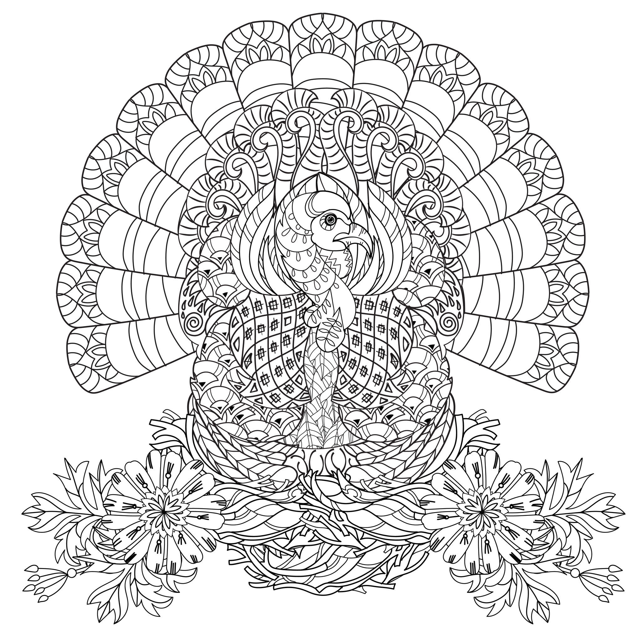 Thanksgiving Turkey Adult Coloring Page Staggering Image Ideas