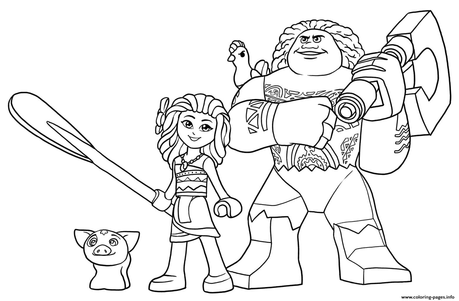 LEGO Moana And Maui Coloring Pages Printable