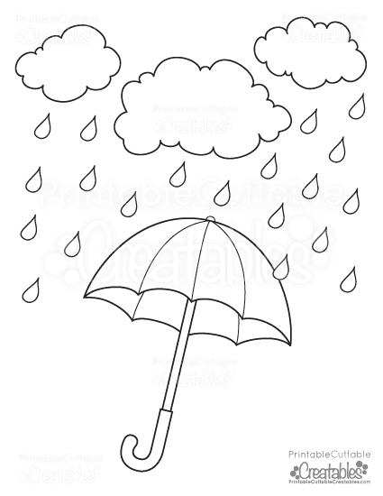 Rainy Day Umbrella Free Printable Coloring Page