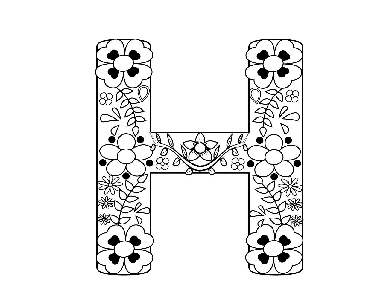 Letter H Coloring Pages for Adults | Coloring pages for kids ...