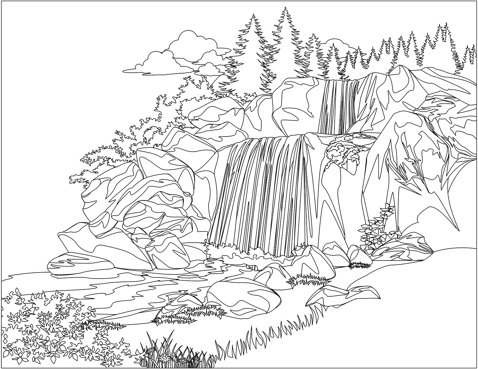 Waterfall Nature Coloring Pages For Adults - Berbagi Ilmu ...