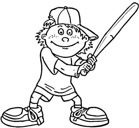 Baseball player in Sneakers coloring page | Free Printable ...