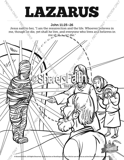 John 11 Lazarus Sunday School Coloring Pages | Sharefaith Kids