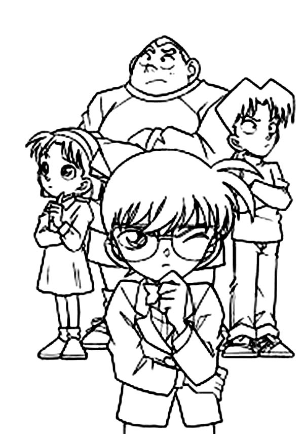 Group Of Kid Detective Lead By Detective Conan Coloring Page : Coloring Sun  | Detective Conan, Kid Detectives, Cartoon Coloring Pages - Coloring Home
