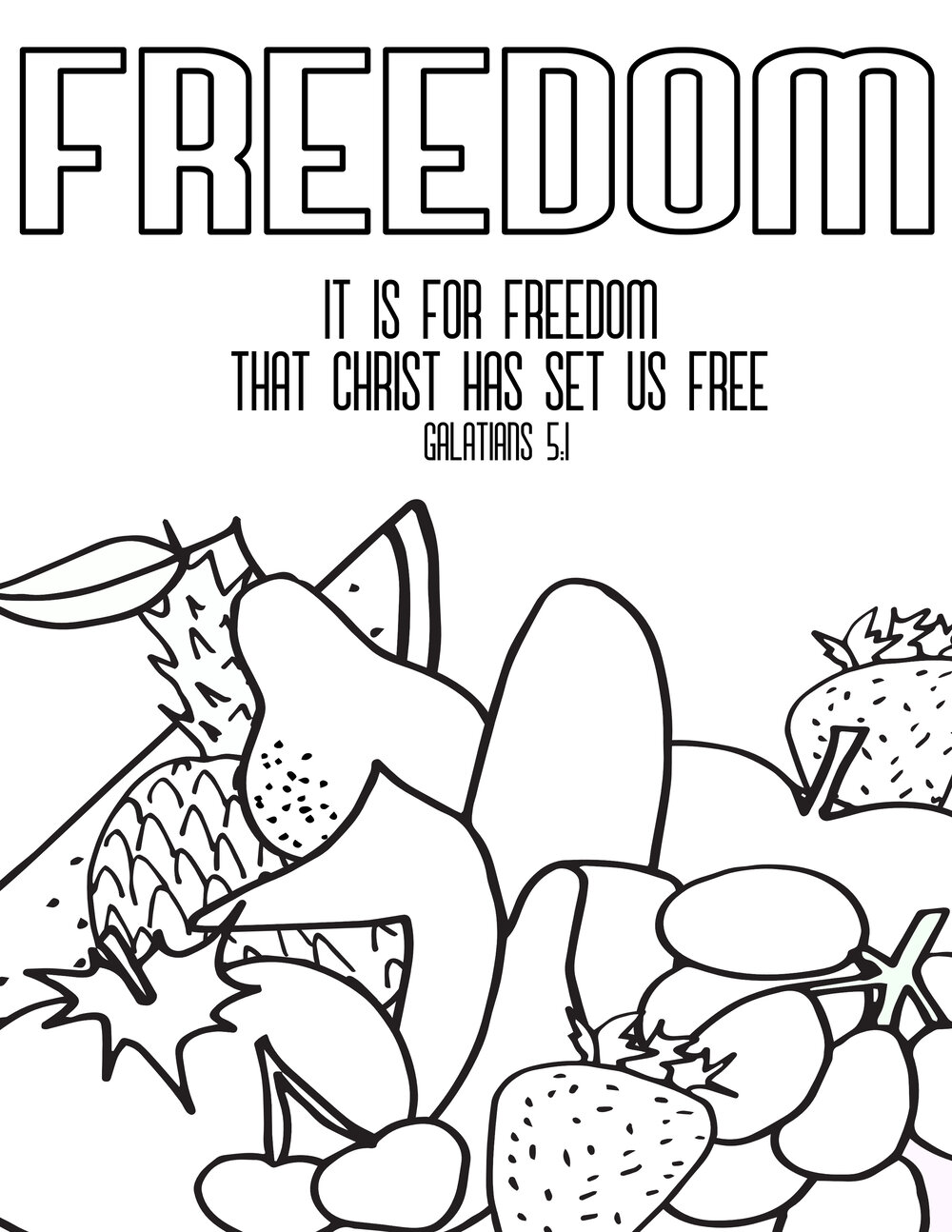 FREEDOM & FRUIT- Free Coloring Page — Stevie Doodles Free Printable Coloring  Pages
