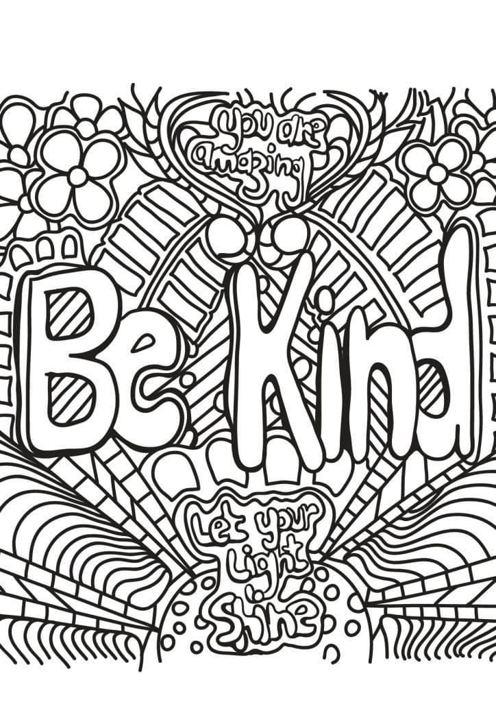 Be Kind Free Printable Coloring Page - Free Printable Coloring Pages for  Kids