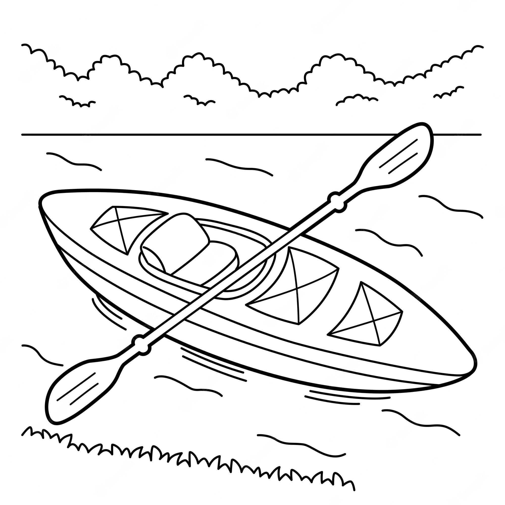 Premium Vector | Kayak vehicle coloring page for kids