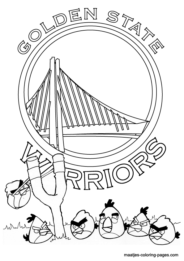 Angry Birds and Golden State Warriors NBA coloring pages