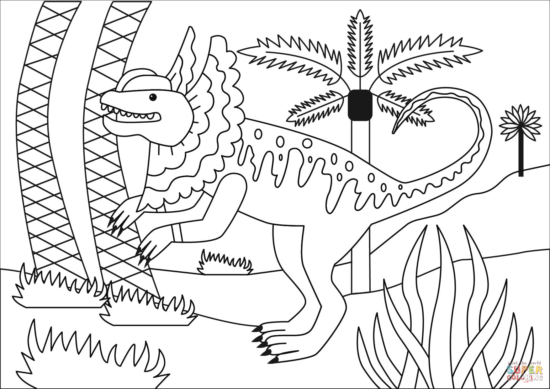 Dilophosaurus coloring page | Free Printable Coloring Pages