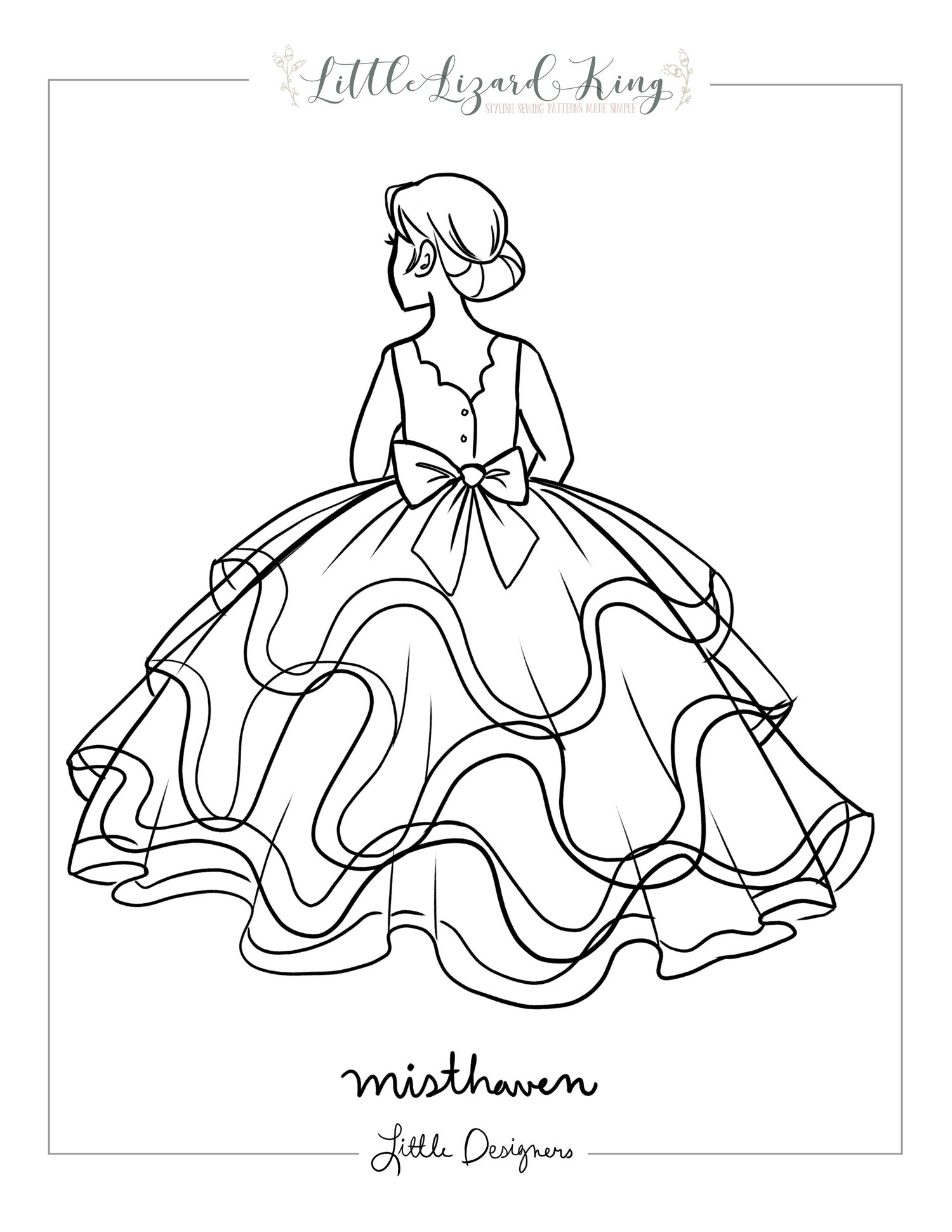 Misthaven Tulle Dress Coloring Page — Little Lizard King