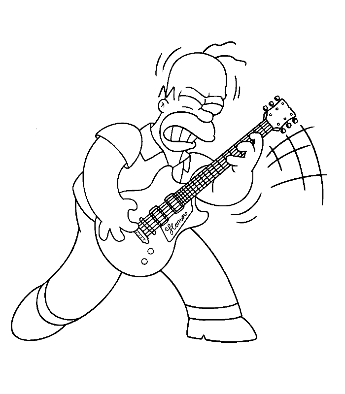 The Simpsons Homer Simpson Playing Guitar Like a Rockstar Coloring ...