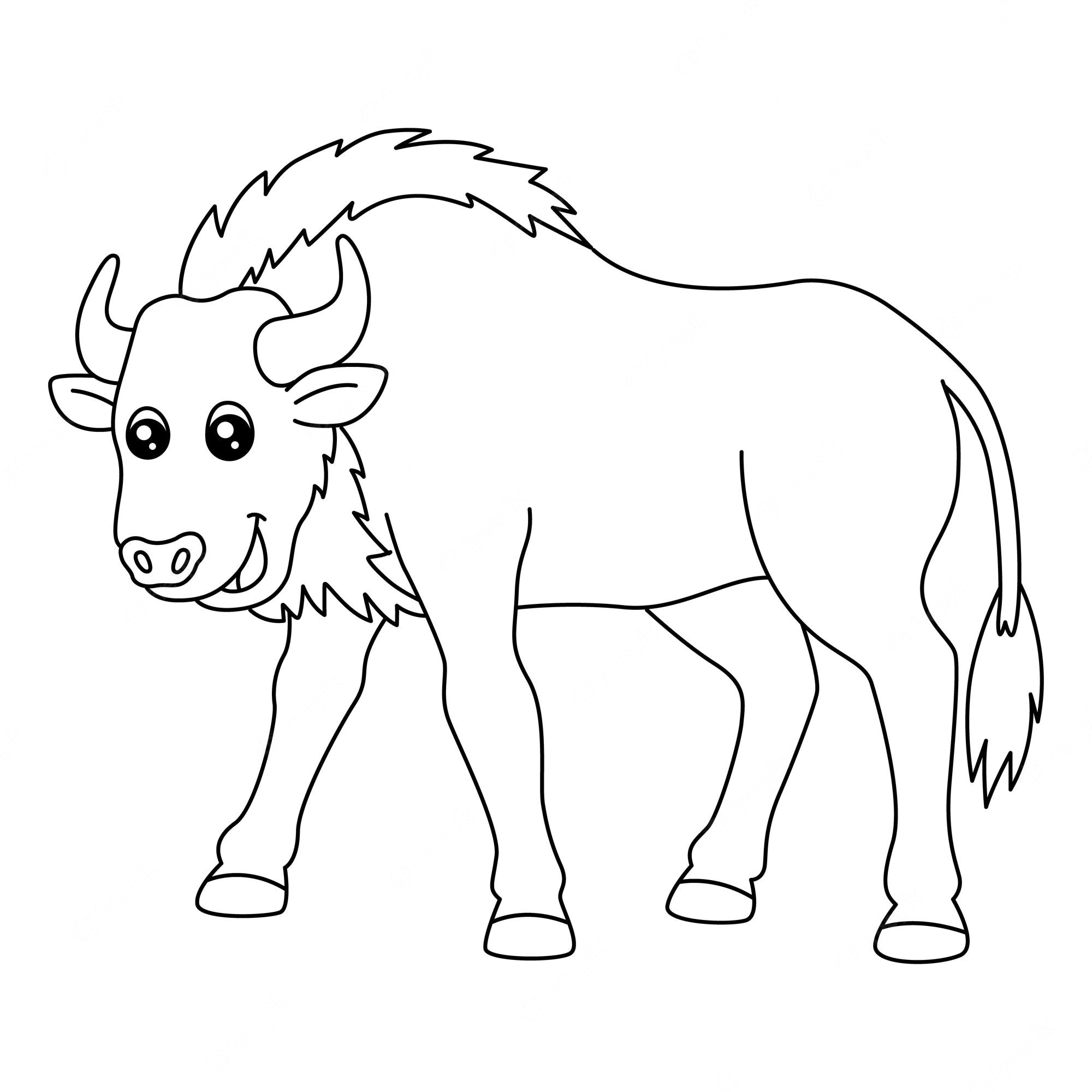 Premium Vector | Wildebeest coloring page for kids