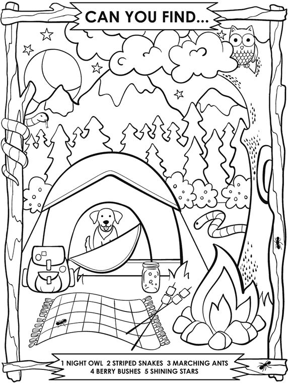 Camping Search and Find Coloring Page | crayola.com