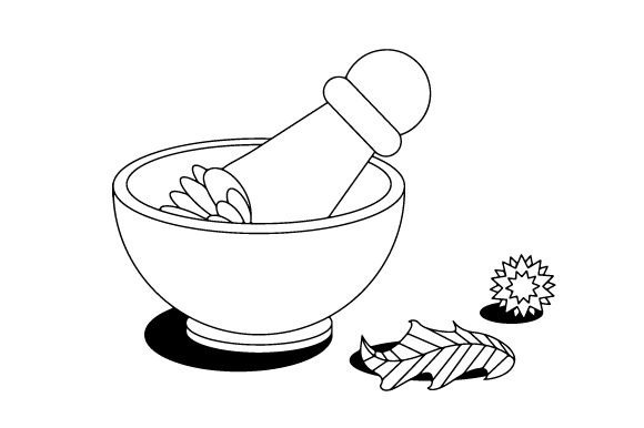 Mortar Pestel and Herbs Coloring Page SVG Cut file by Creative Fabrica  Crafts · Creative Fabrica