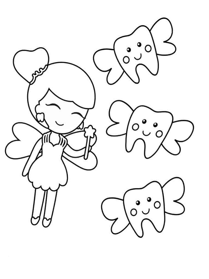 Lovely Tooth Fairy Coloring Page - Free Printable Coloring Pages for Kids