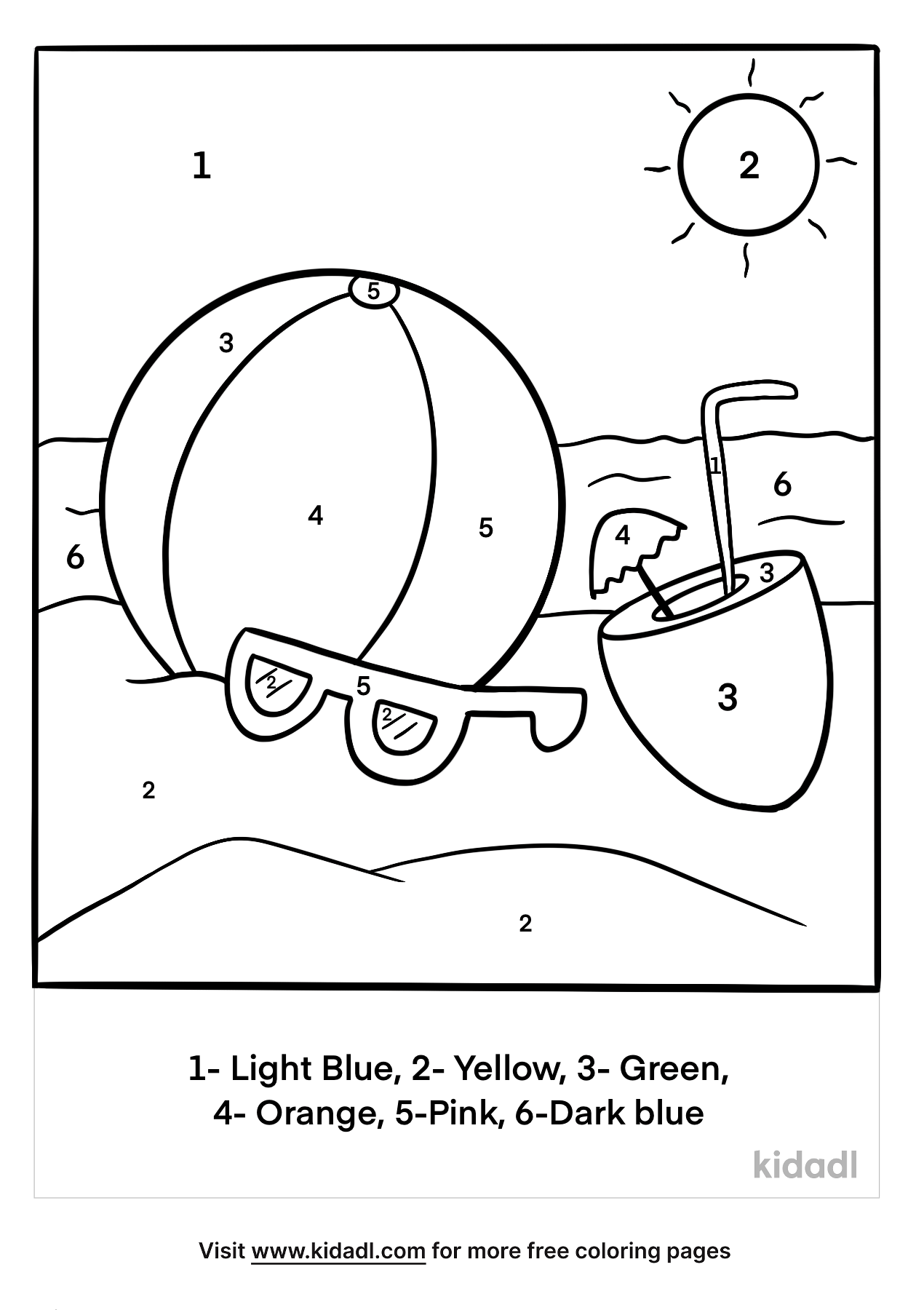 Summer Color By Numbers Coloring Page. Free Color By Number Coloring