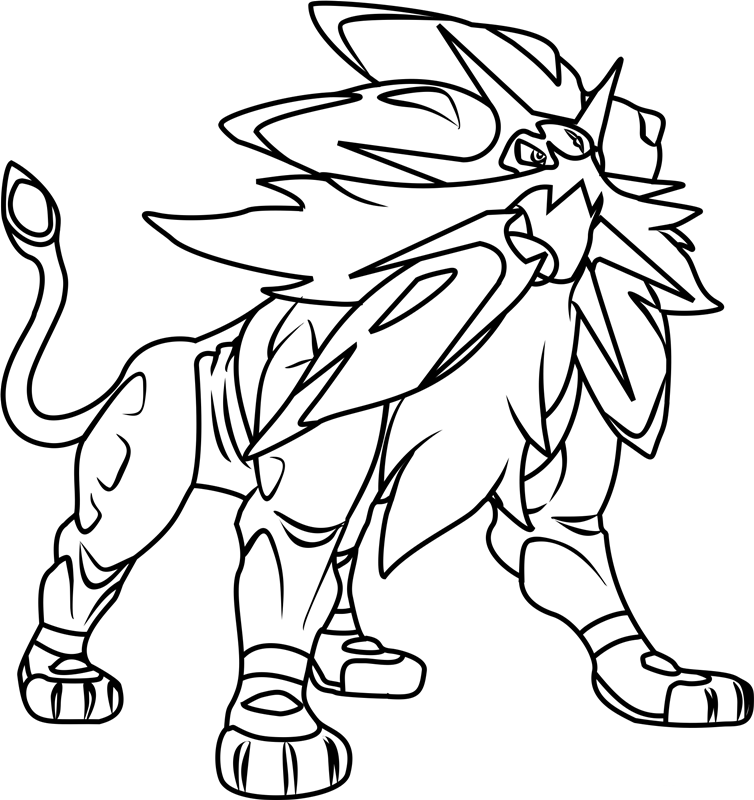 Solgaleo Legendary Pokemon Coloring Page - Free Printable Coloring Pages  for Kids