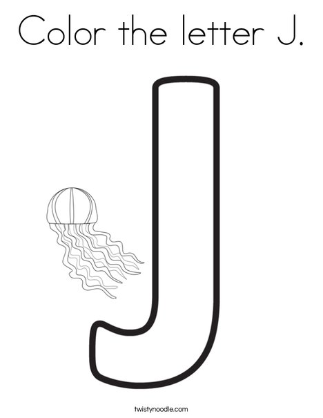 Color the letter J Coloring Page - Twisty Noodle