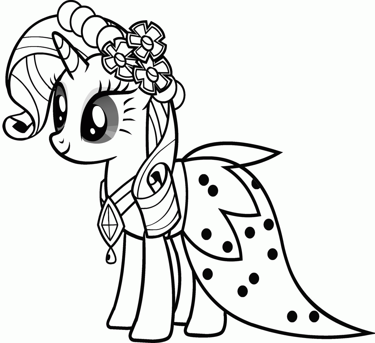 My Little Pony Coloring Pages Rarity In Dress   Coloring Home