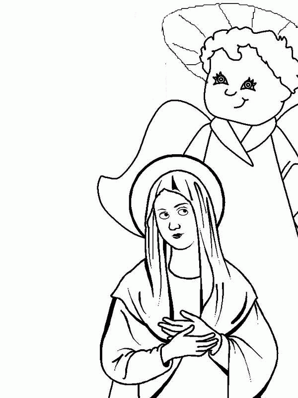 Angel Appears to Mary While She Pray Coloring Pages | Bulk Color