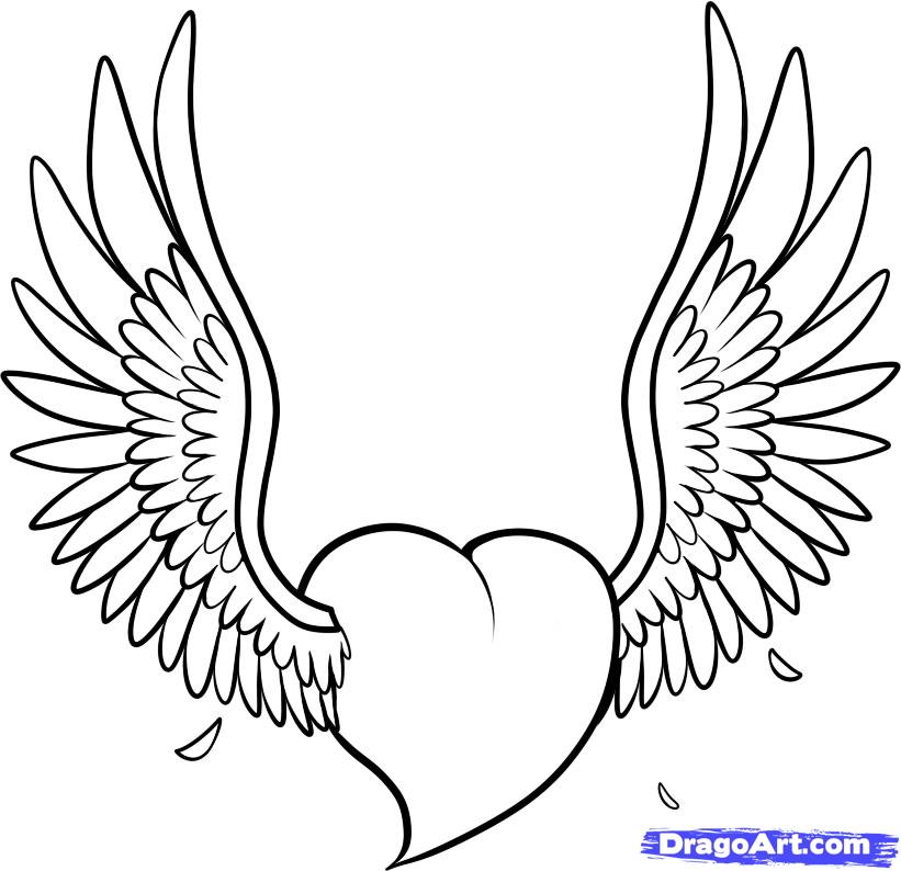 Heart with wings coloring page