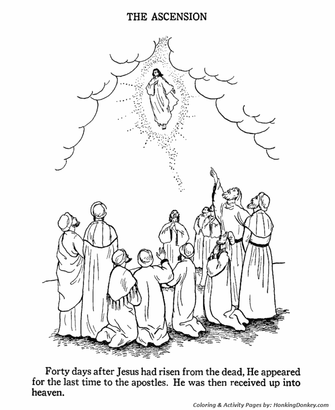Easter Bible Coloring Pages - Jesus ascends to heaven | HonkingDonkey