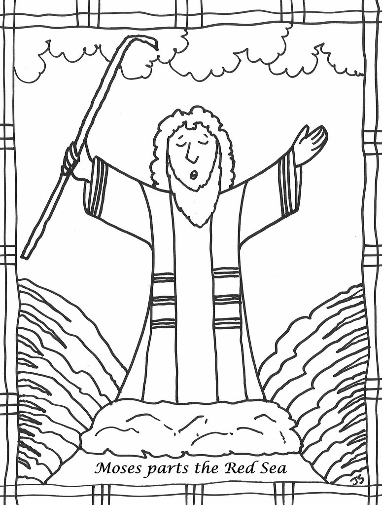 Moses Parting Sea Coloring Pages - Coloring Home