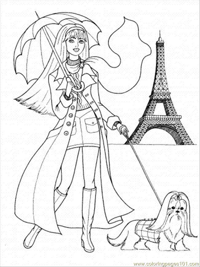 Woman In Paris Coloring Page - Free Gender Coloring Pages ...