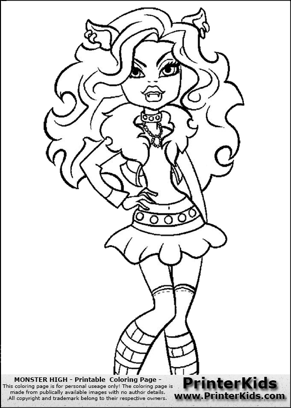 Monster High - Clawdeen Wolf (Close Pose) - Coloring Page Preview