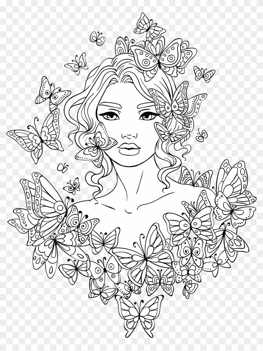 Free Adult Coloring Page - Girl Coloring Pages For Adults Clipart ...