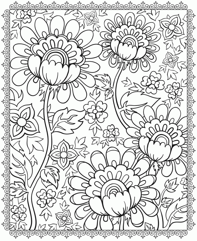13 Pics of Trippy Flower Coloring Pages - Dover Adult Coloring ...