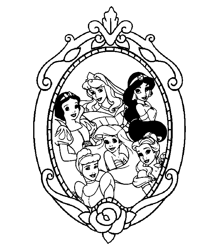 Disney Princesses Coloring Page - Coloring Pages for Kids and for ...