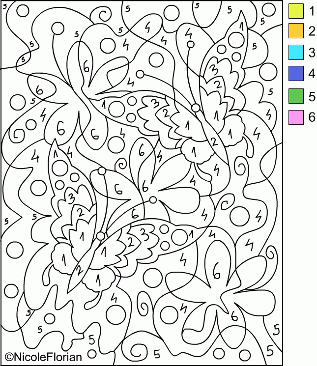 Colour By Number Difficult - Coloring Pages for Kids and for Adults