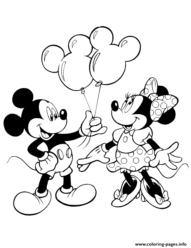 Print mickey giving minnie mouse balloons disney Coloring pages