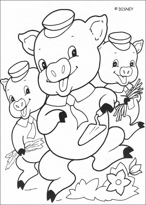 Three little Pigs coloring pages - 3 Little Pigs Together