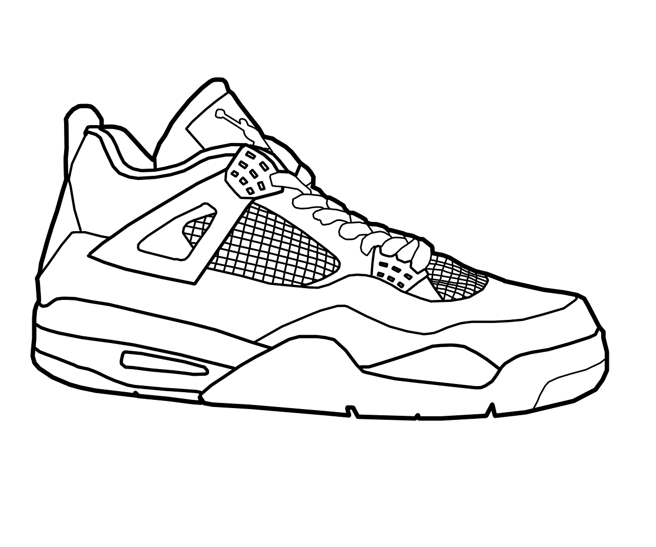 Jordan 4 Shoes Coloring Pages - Clipart Kid
