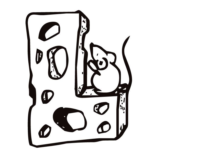 Letter L (Cheese and Mouse) Coloring Page