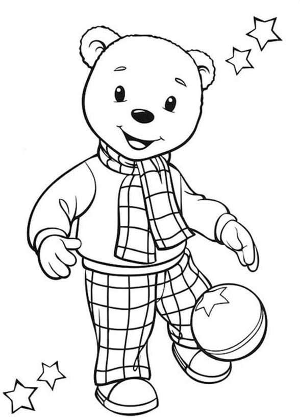 Rupert Bear Kicking Football Coloring Pages | Best Place to Color