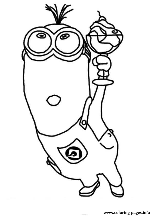 Print Tim The Minion and Ice Cream Coloring Page Coloring pages
