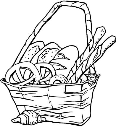 Basket of Pretzels and Bread coloring page | Owl coloring pages, Printable coloring  pages, Printable coloring